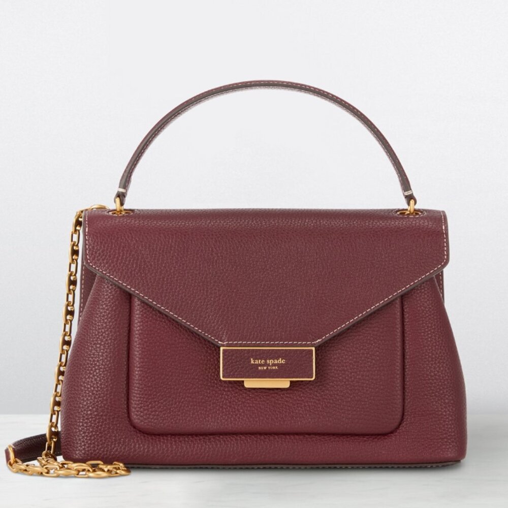 Kate Spade Gramercy Shoulder Bag Red Medium Convertible Leather Crossbody Chain - Picture 2 of 11